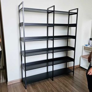 Kệ sách 6 tầng 140x34x180cm gỗ cao su khung sắt KS68244