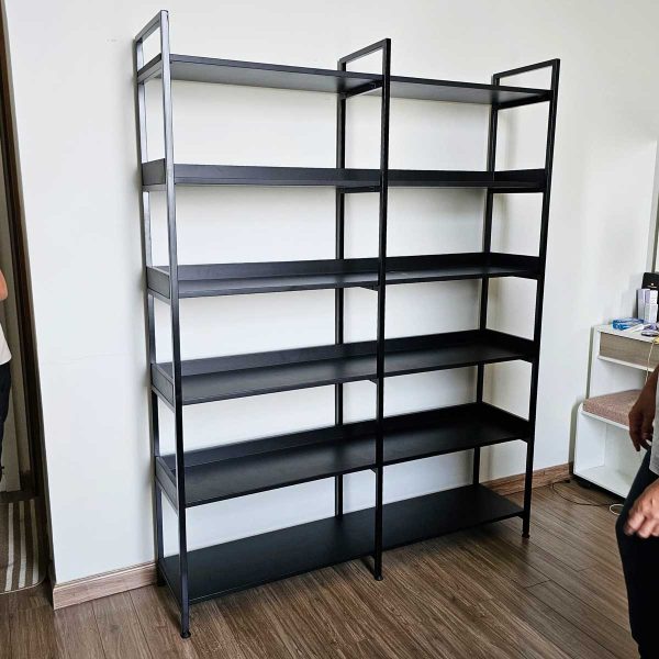 Kệ sách 6 tầng 140x34x180cm gỗ cao su khung sắt KS68244