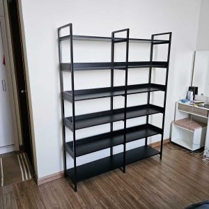 Kệ sách 6 tầng 140x34x180cm gỗ cao su khung sắt KS68244