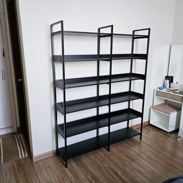 Kệ sách 6 tầng 140x34x180cm gỗ cao su khung sắt KS68244
