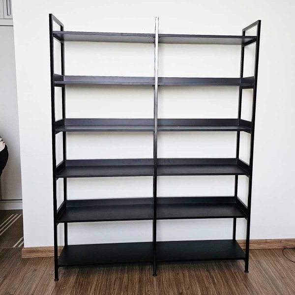 Kệ sách 6 tầng 140x34x180cm gỗ cao su khung sắt KS68244