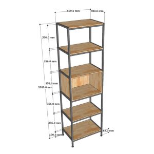 Kệ trang trí 5 tầng 60x40x200cm gỗ plywood khung sắt KTB68154