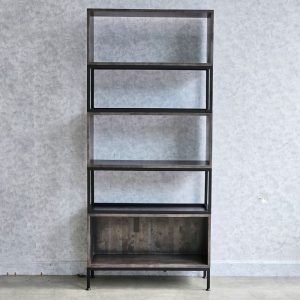 Kệ sách đứng 5 tầng gỗ cao su kết hợp khung sắt KS68204