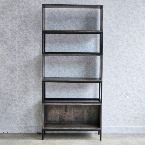 Kệ sách đứng 5 tầng gỗ cao su kết hợp khung sắt KS68204