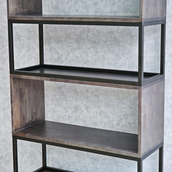 Kệ sách đứng 5 tầng gỗ cao su kết hợp khung sắt KS68204