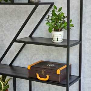 Kệ trang trí có tủ gỗ cao su khung sắt 120x35x180(cm) KTB68073