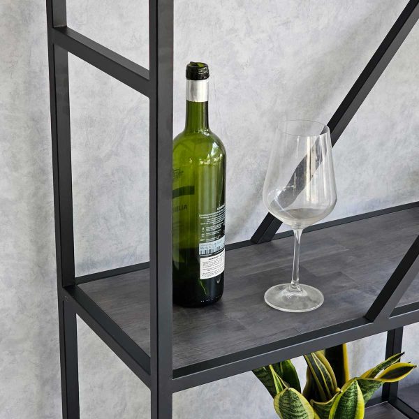 Kệ trang trí có tủ gỗ cao su khung sắt 120x35x180(cm) KTB68073
