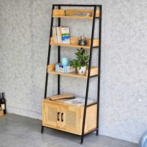 Kệ trang trí có tủ 64x36x160cm gỗ cao su khung sắt KTB68175