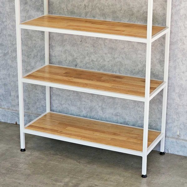 Kệ sách trang trí HOME-SHELF khung sắt gỗ cao su KTB68051