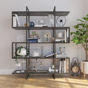 Kệ trưng bày S-SHELF khung sắt gỗ cao su KTB68032