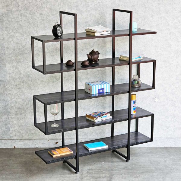 Kệ trưng bày S-SHELF khung sắt gỗ cao su KTB68032