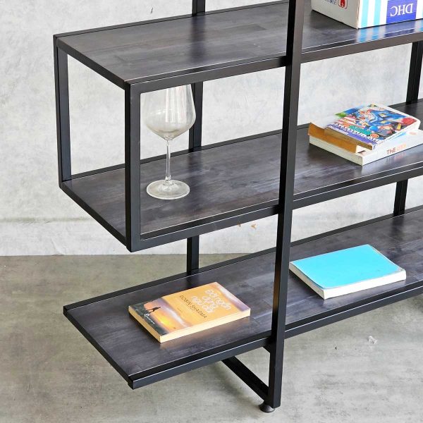 Kệ trưng bày S-SHELF khung sắt gỗ cao su KTB68032