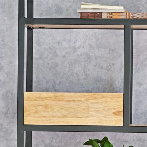 Kệ trang trí khung sắt 100x30x200cm gỗ cao su KS68141