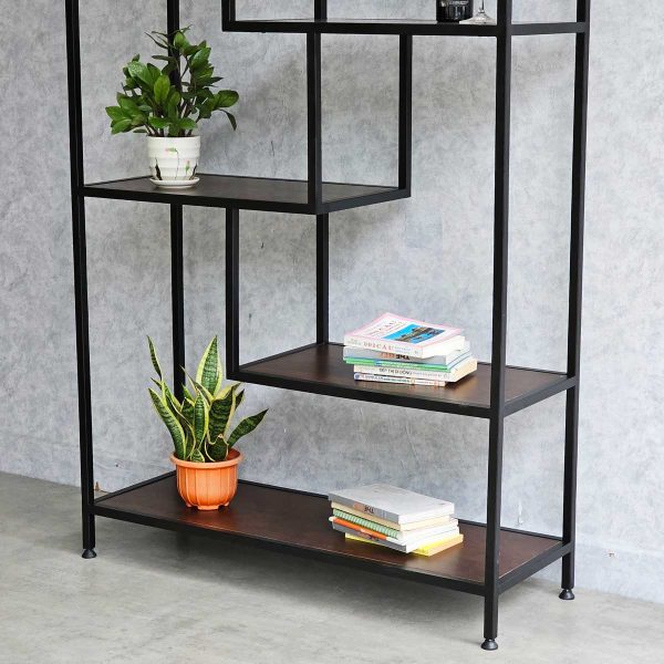 Kệ trang trí 196x34x221cm gỗ cao su khung sắt KTB68162