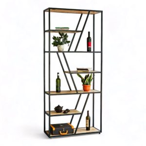 Kệ trang trí TRAP-SHELF 90x34x200cm gỗ cao su khung sắt KTB68044