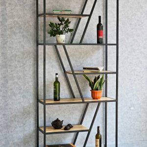 Kệ sách trang trí TRAP-SHELF gỗ cao su  KTB68044