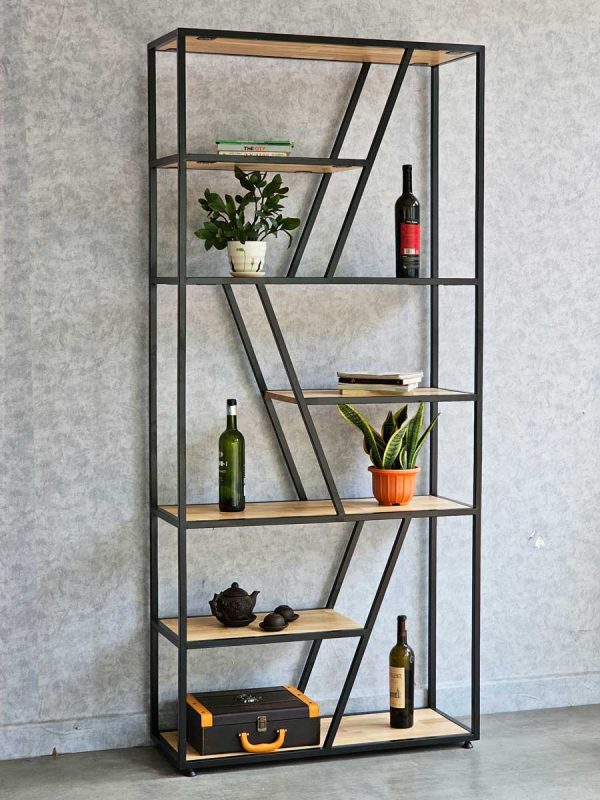 Kệ sách trang trí TRAP-SHELF gỗ cao su  KTB68044