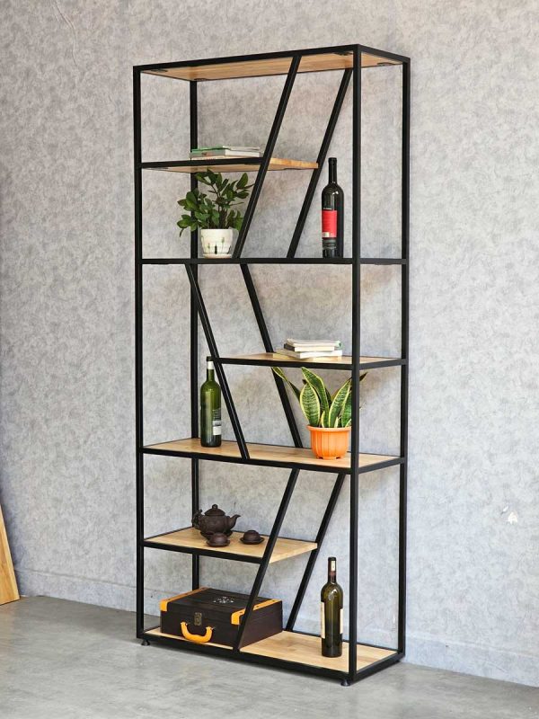 Kệ sách trang trí TRAP-SHELF gỗ cao su  KTB68044