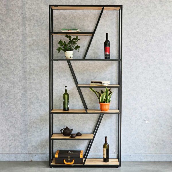 Kệ sách trang trí TRAP-SHELF gỗ cao su  KTB68044