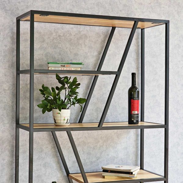 Kệ sách trang trí TRAP-SHELF gỗ cao su  KTB68044