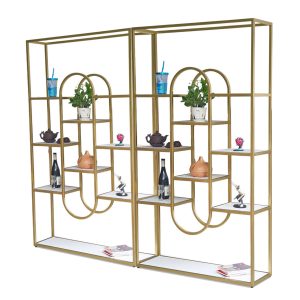 Kệ trang trí KINO ghép đôi 200x30x180cm khung sắt mặt gỗ KTB68105