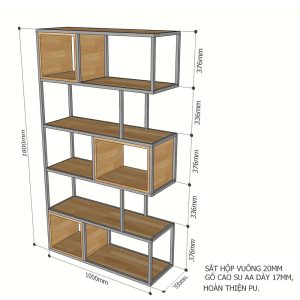 Kệ trang trí gỗ cao su khung sắt 100x35x180(cm)