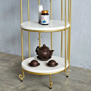 Kệ trưng bày lồng chim 4 tầng khung màu vàng đồng KTB68083