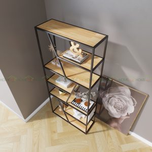 Kệ sách trang trí TRAP-SHELF gỗ cao su  KTB68044