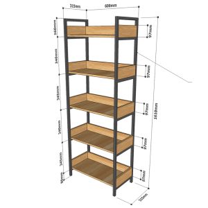 Kệ sách trang trí VEGA 5 tầng gỗ khung sắt KS68077