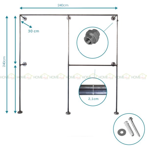 GQA68023 - Giá treo quần áo ống nước 008 - 240x30x240 (cm)