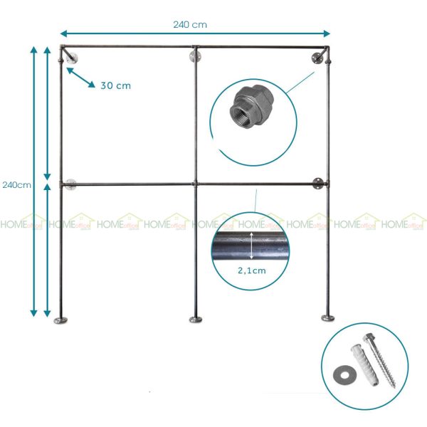 GQA68023 - Giá treo đồ ống nước 009 - 240x30x240 (cm)