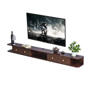 Kệ tivi treo tường 210x24cm gỗ cao su KTV68108