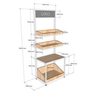 Kệ trưng bày mỹ phẩm 60x40x160cm gỗ cao su TDSL010