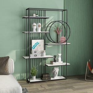 Kệ trang trí, kệ trưng bày mặt gỗ khung sắt KTB68098