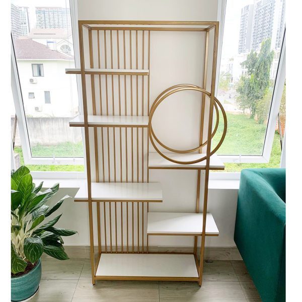 Kệ trang trí, kệ trưng bày mặt gỗ khung sắt KTB68098