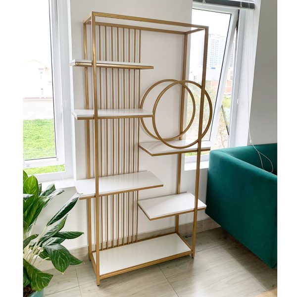 Kệ trang trí, kệ trưng bày mặt gỗ khung sắt KTB68098