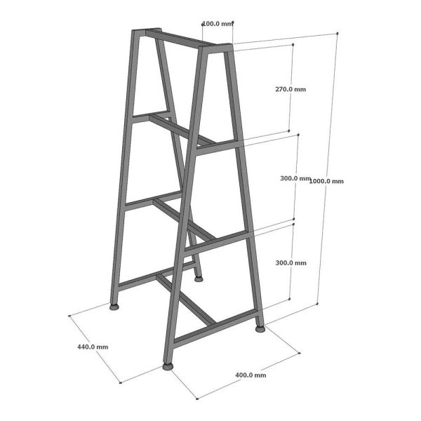 Kệ trưng bày di động 44x40x100cm gỗ cao su TDSL009