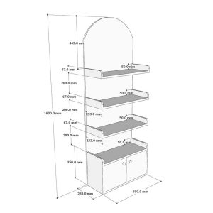 Kệ trưng bày mỹ phẩm 60x25x160cm gỗ cao su KTB68189