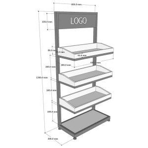 Kệ trưng bày mỹ phẩm 60x30x130cm gỗ cao su KTB68190