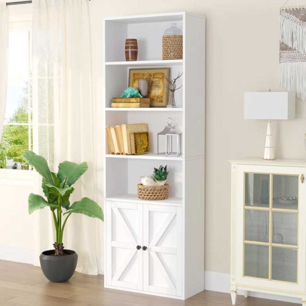 Kệ sách có ngăn tủ 60x26x180cm gỗ cao su KS68242
