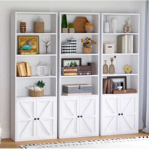 Kệ sách có ngăn tủ 60x26x180cm gỗ cao su KS68242