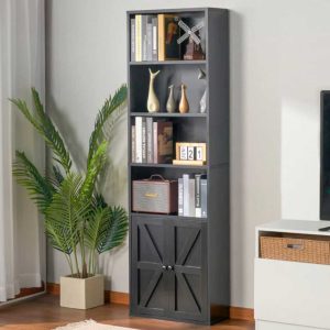 Kệ sách có ngăn tủ 60x26x180cm gỗ cao su KS68242