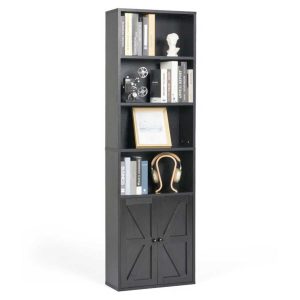 Kệ sách có ngăn tủ 60x26x180cm gỗ cao su KS68242