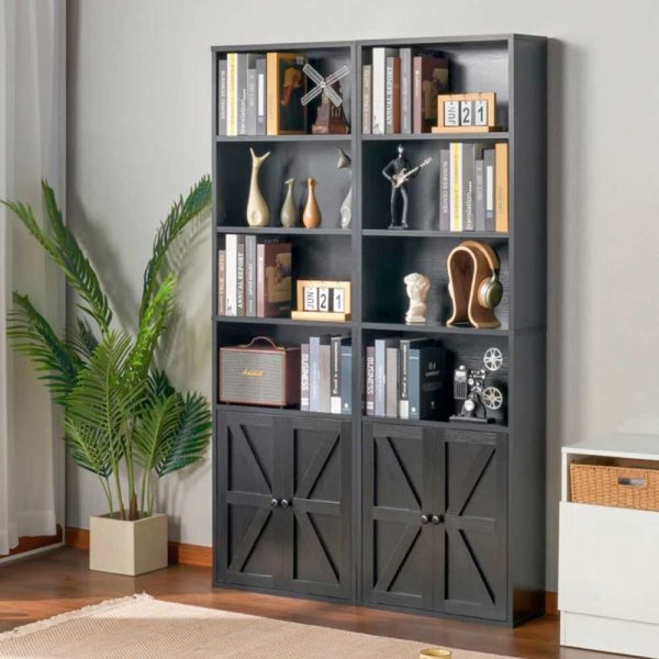 Kệ sách có ngăn tủ 60x26x180cm gỗ cao su KS68242