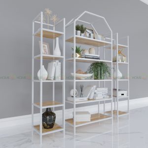 Kệ sách 5 tầng khung sắt gỗ cao su IShefl KTB68050