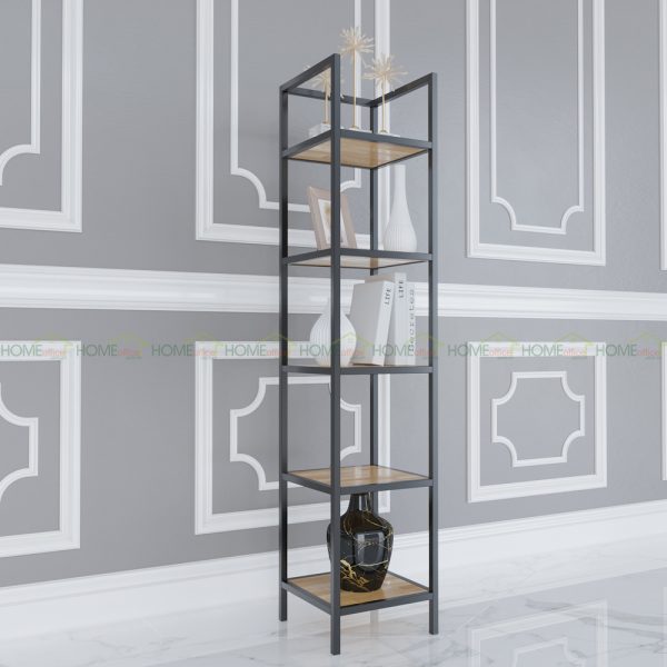 Kệ sách 5 tầng khung sắt gỗ cao su IShefl KTB68050