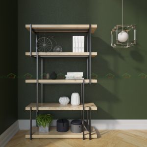 Kệ sách gỗ Thông khung sắt LAM-SHELF KTB68041