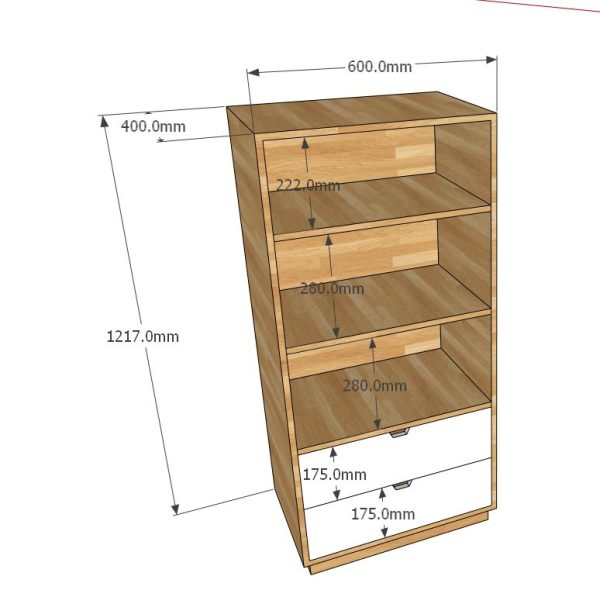 Giá sách gỗ cao su có 2 hộc tủ nhỏ gọn KS68027