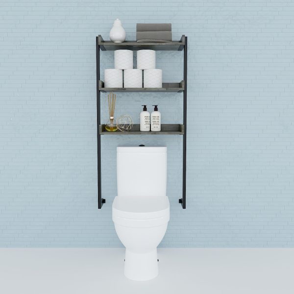 KTL002 - Kệ Toilet treo tường gỗ Cao Su khung sắt