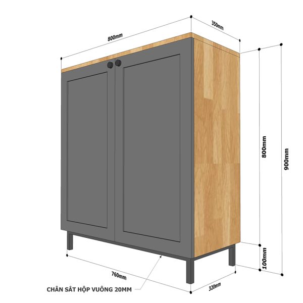 Tủ giày 4 tầng gỗ cao su chân sắt sơn tĩnh điện KG68026